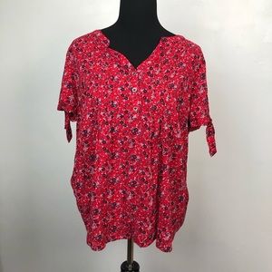 Westport Floral Print Tie Sleeve 2X Blouse